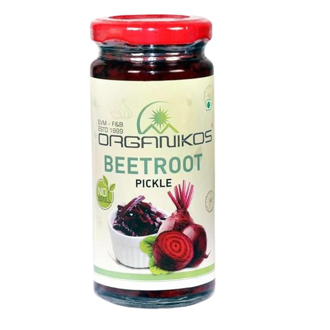 ORGANIKOS Kerala Style Beetroot Pickle/Achaar | Zero Preservatives, No Artificial Colors & Flavors-250G