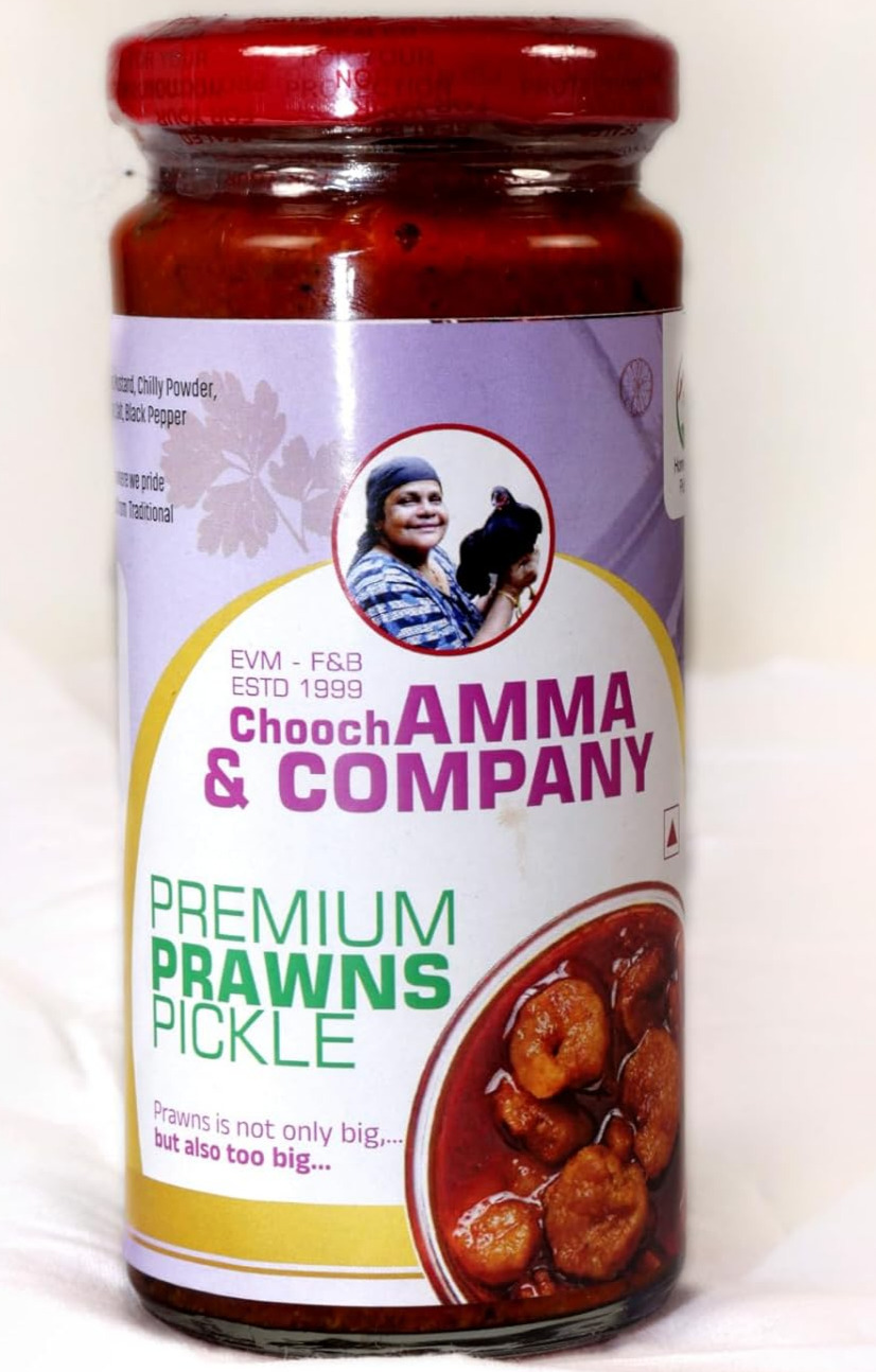Chooch AMMA & COMPANY PremiumTraditional Style Prawns Pickle |Big size prawns|Glass Jar 250gm | No Preservatives Added-250G |achar | prawns achar