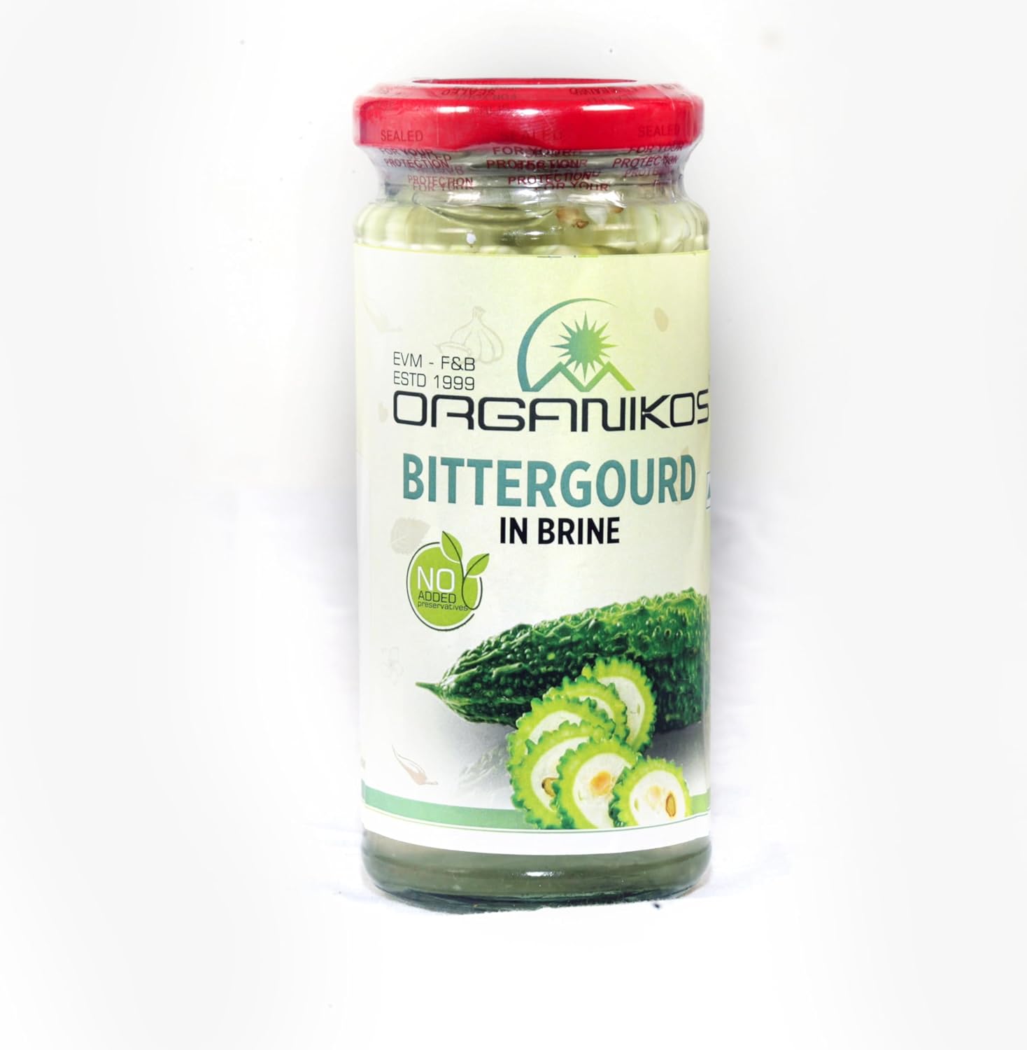 ORGANIKOS Bittergourd in Brine – Tangy & Refreshing Indian-Style Preserved Bittergourd – Perfect for Salads, Chaats, and Snacks – 250gm