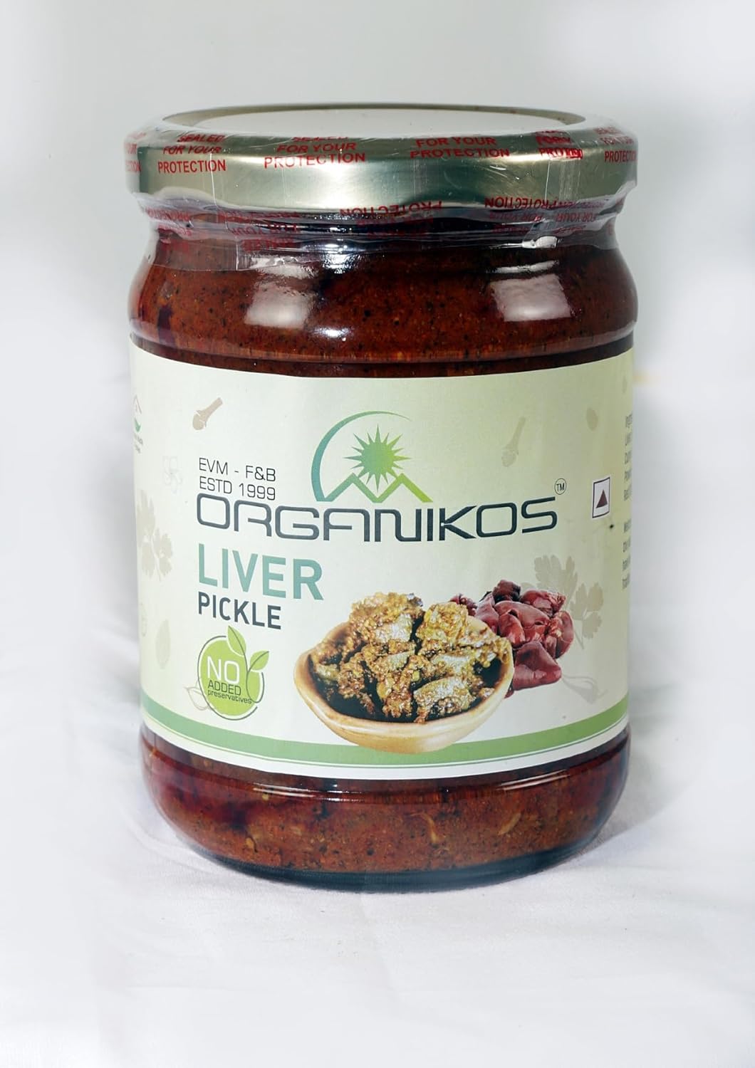 ORGANIKOS Kerala Style Liver pickle, No artificial preservatives, flavors, and colors-500g