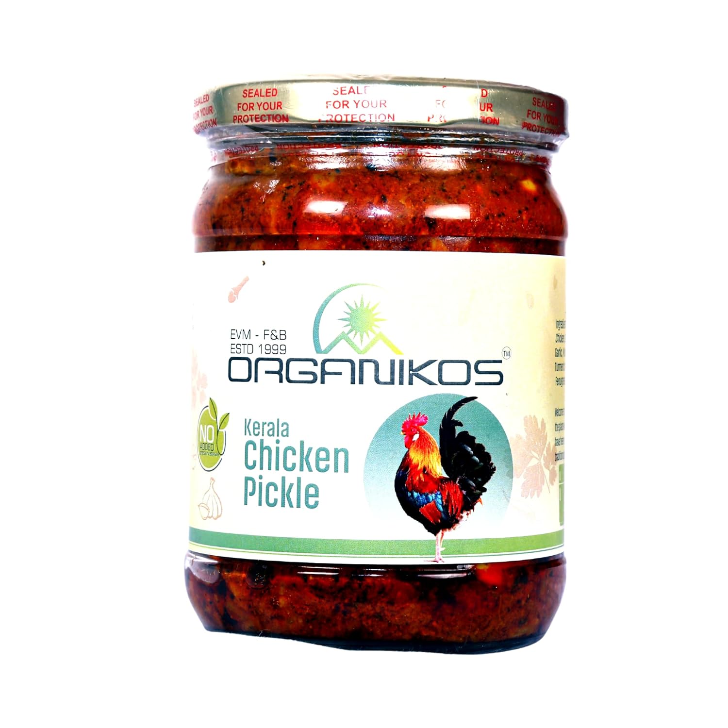 ORGANIKOS Kerala Traditional Style Boneless Chicken Pickle, No artificial preservatives, flavours and colours.-500g Brand: ORGANIKOS