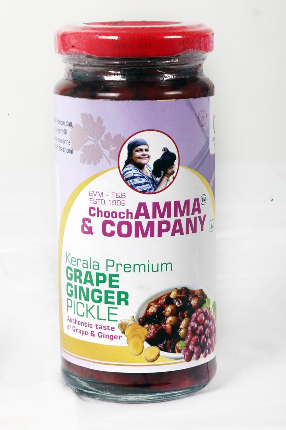 Chooch AMMA & COMPANY Grape Ginger Homemade Pickle | Authentic Kerala Pickle | Spicy South Indian Pickle | Grape Ginger Achaar | Natural, No artificial flavours | No Preservatives- 250 gm