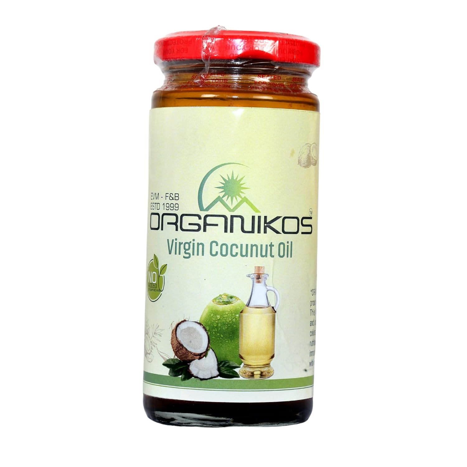 ORGANIKOS Virgin Coconut Oil Is Unrefined And Cold Pressed With No Added Flavors, Colours, Or Preservatives. | For Skin, Hair Growth & Cooking-200Ml