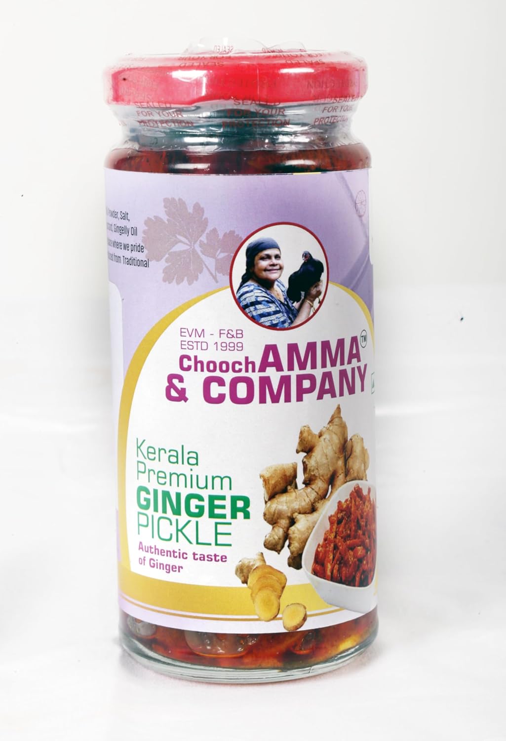Chooch AMMA & COMPANY Homemade Homemade Ginger Pickle Pickle | Authentic Kerala Pickle | Spicy South Indian Pickle | Adrak ka Achaar | Natural, No artificial flavours | No Preservatives- 250 gm