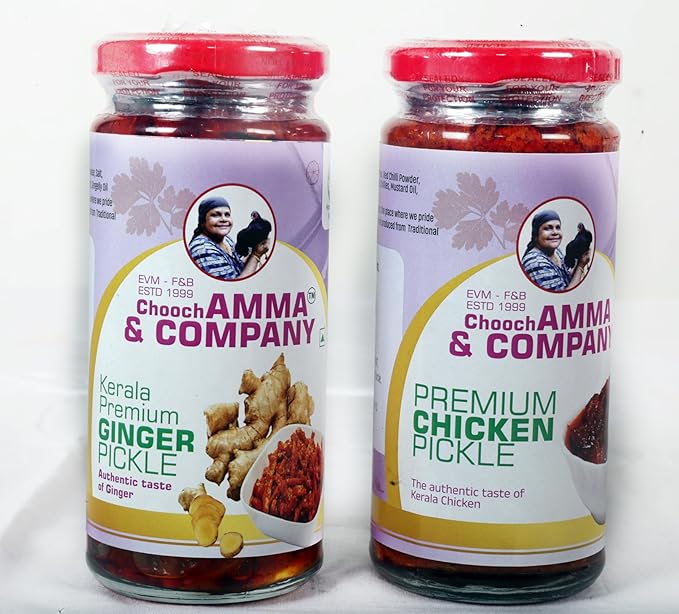 Chooch AMMA & COMPANY Homemade Chicken Ginger Combo Pickle | Authentic Kerala Pickle | Spicy South Indian Pickle | Chicken Ginger Combo ka Achaar | Natural, No artificial flavours | No Preservatives- 250 gm