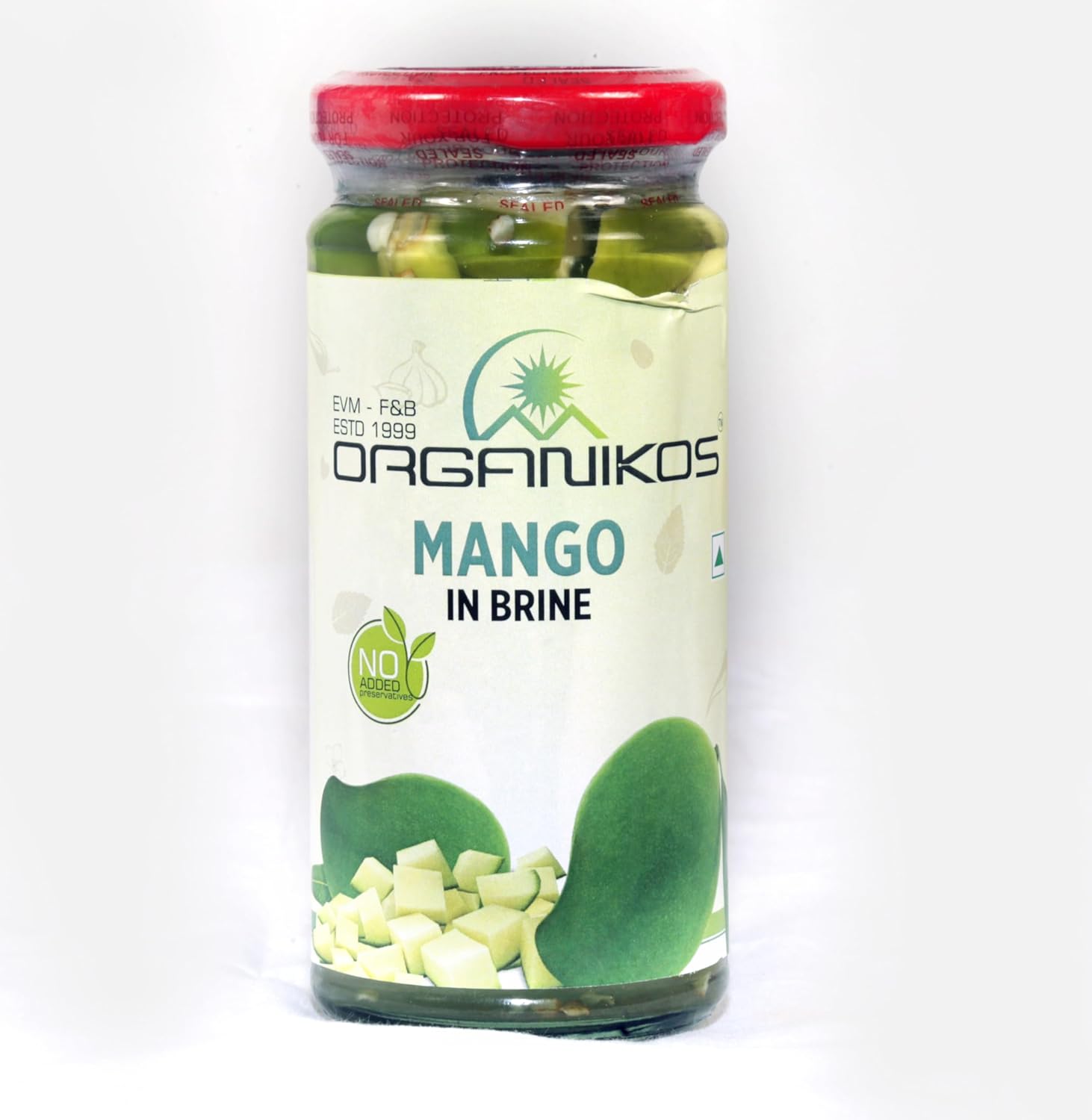 ORGANIKOS Mango in Brine – Tangy & Refreshing Indian-Style Preserved Mango – Perfect for Salads, Chaats, and Snacks – 250gm