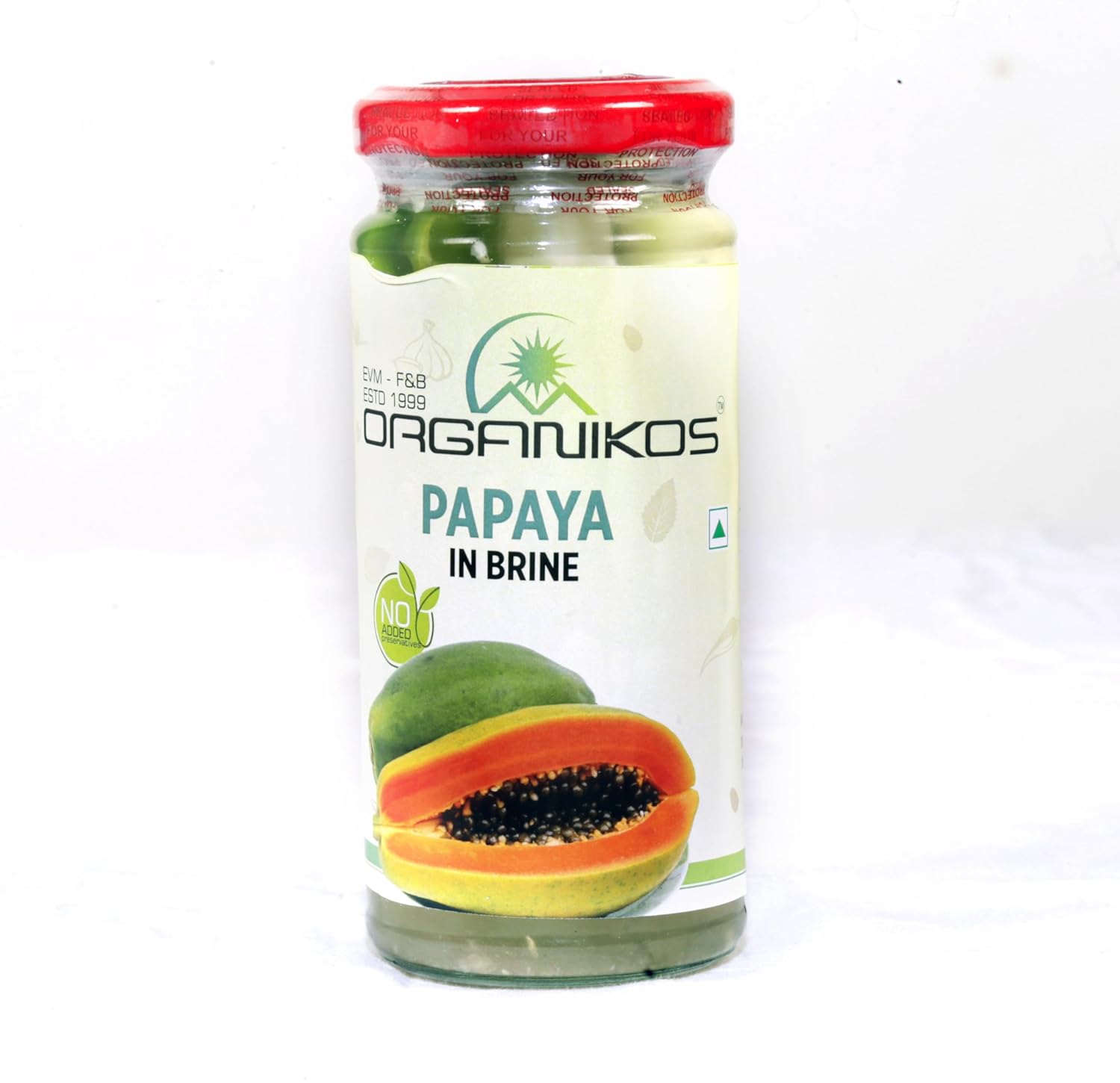 ORGANIKOS Papaya in Brine – Tangy & Refreshing Indian-Style Preserved Papaya– Perfect for Salads, Chaats, and Snacks – 250gm