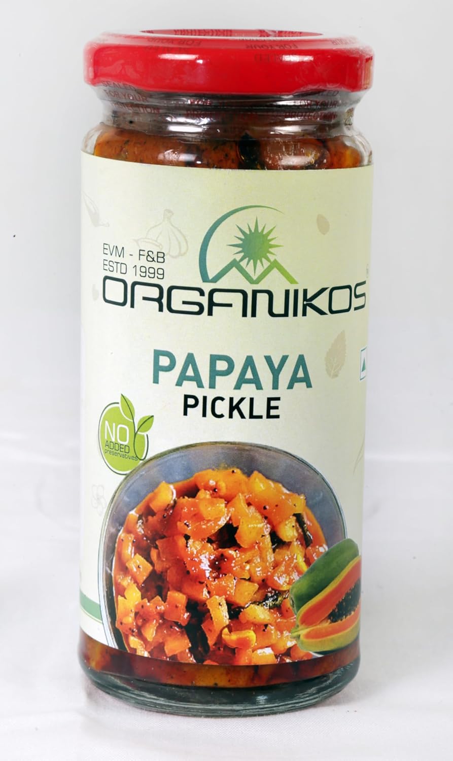 ORGANIKOS Homemade Papaya Pickle Pickle | Spicy South Indian Pickle | Papita ka Achaar | Natural, No artificial flavours | No Preservatives- 250 gm