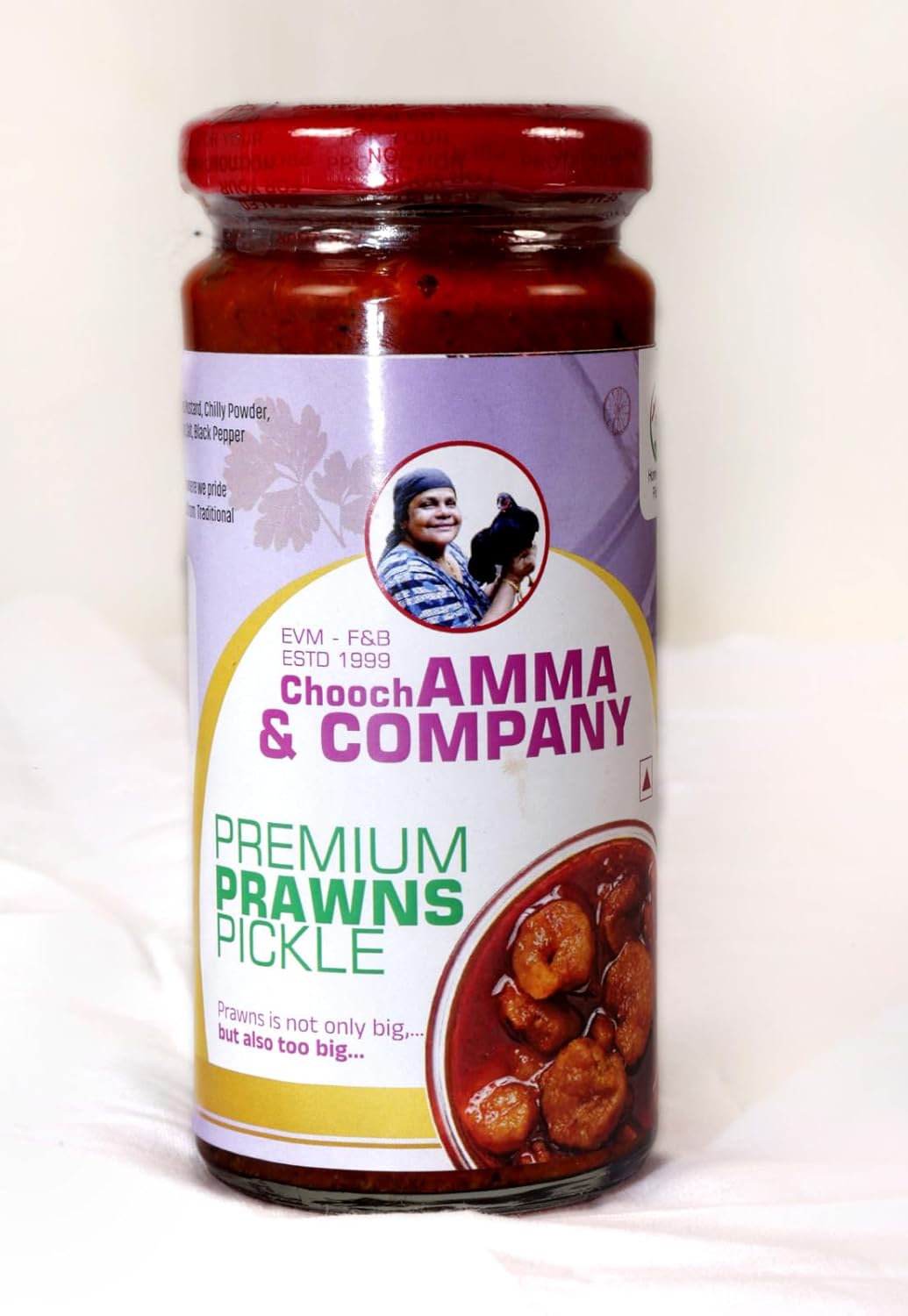 Chooch AMMA & COMPANY PremiumTraditional Style Prawns Pickle |Big size prawns|Glass Jar 250gm | No Preservatives Added-250G |achar | prawns achar