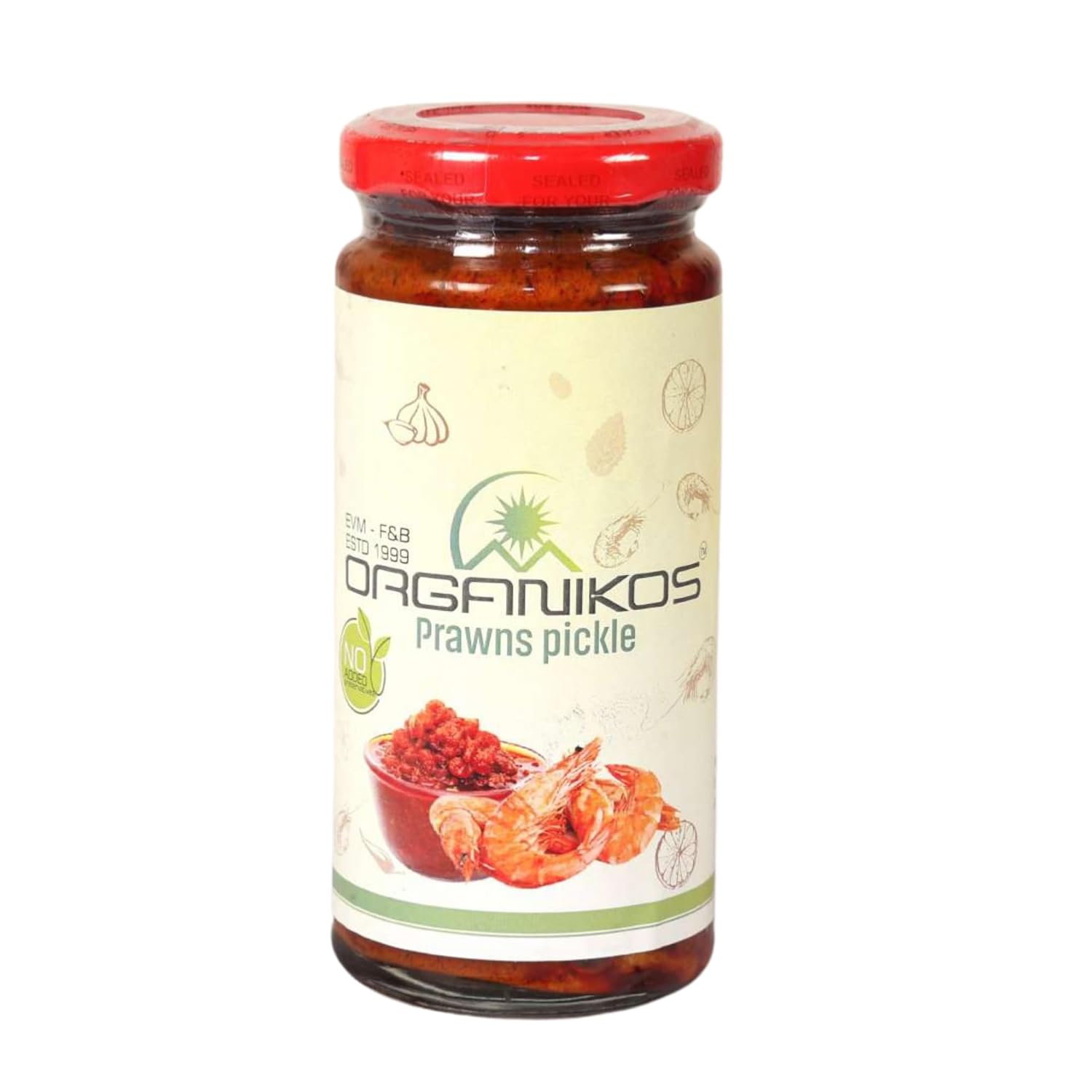 ORGANIKOS Prawns Pickle | Kerala Style | SPICY | Glass Jar 250gm
