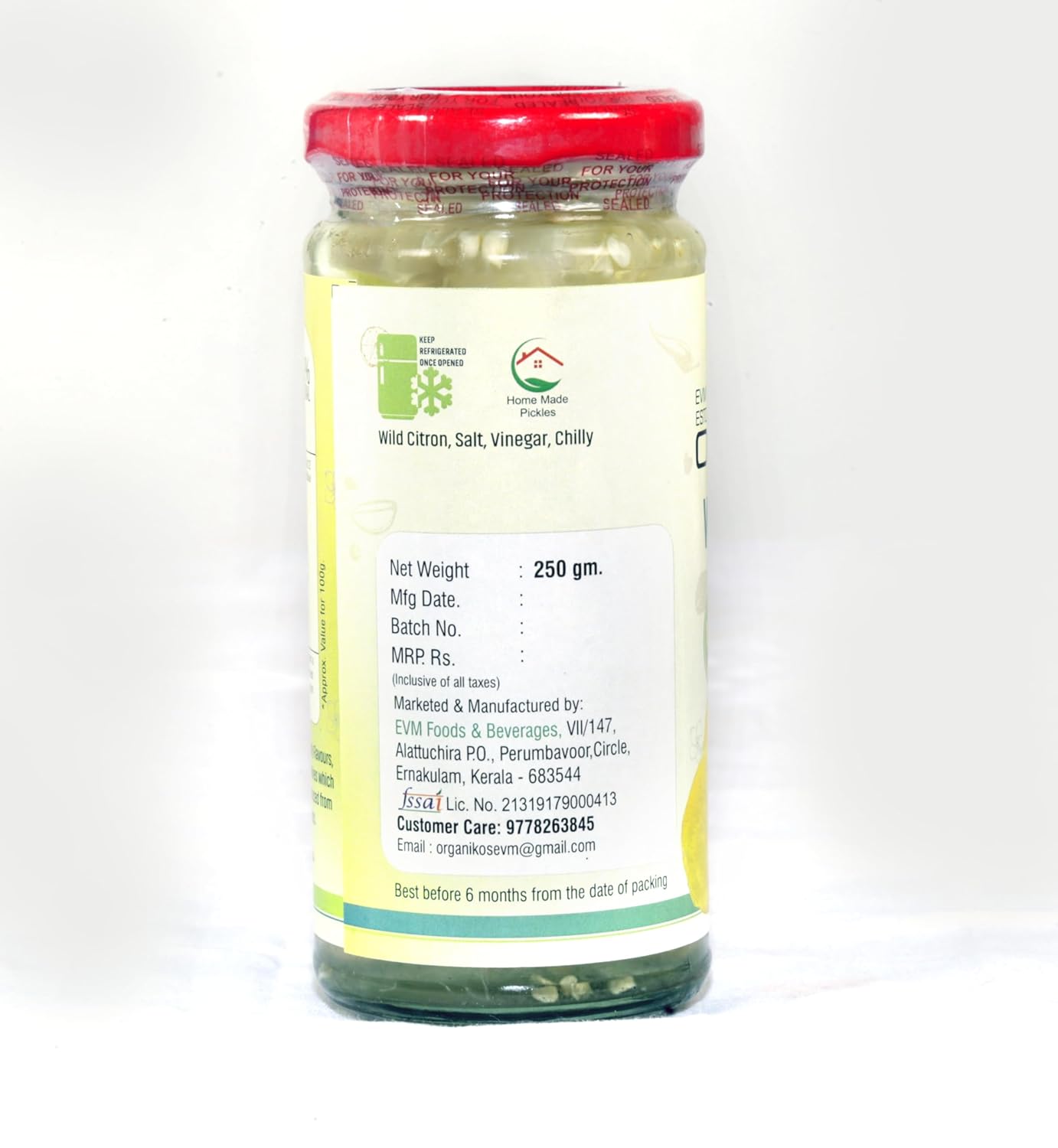 ORGANIKOS Wild Citron in Brine – Tangy & Refreshing Indian-Style Preserved Wild Citron– Perfect for Salads, Chaats, and Snacks – 250gm